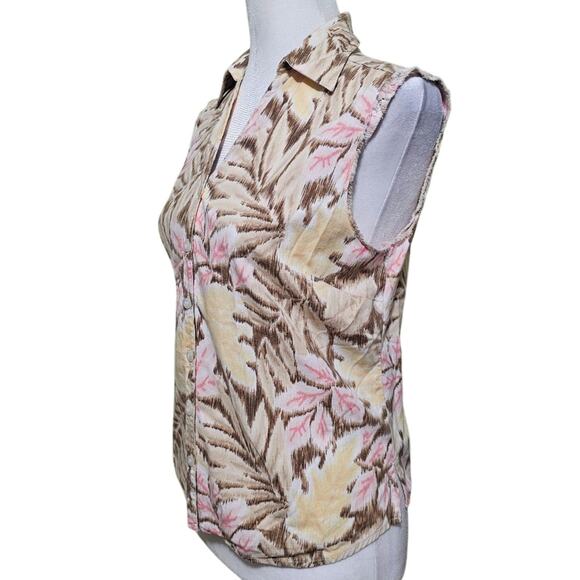 Gloria Vanderbilt Casual Floral Sleeveless Button Up Blouse Size Petite Med - Picture 3 of 7